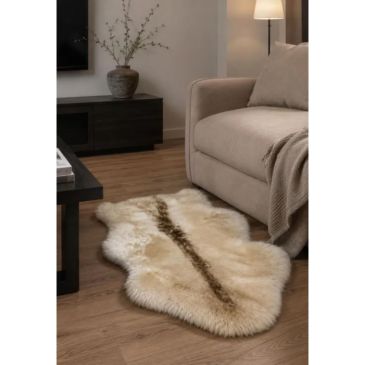 Lammfell Merino Naturfell mit braunem Mittelstreifen Größe: 130-140