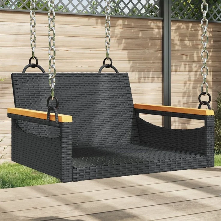 vidaXL Hängesessel Schwarz 63x62x40 cm Poly Rattan 368161 – Bild 1