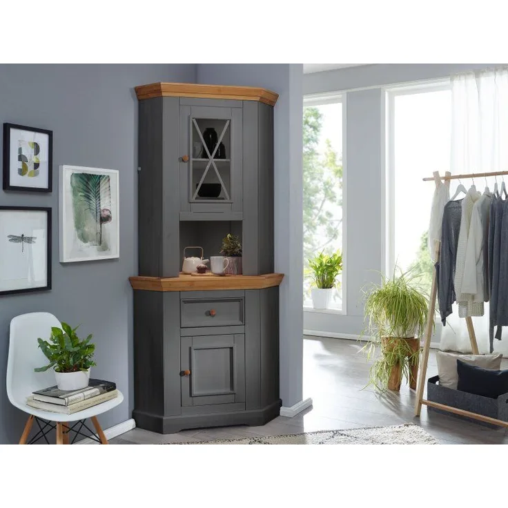 Eckbuffet "Zürich II" Kiefer massiv grau WZ-0133