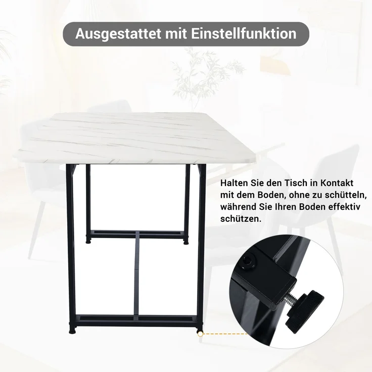 Esszimmer-Set 5-teilig Tisch 140x80 cm + 4 Grau Samtstühle Metallbeine moderner Küchentisch – Bild 5