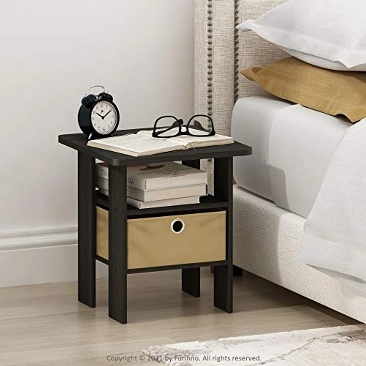 Furinno Andrey Beistelltisch Nachttisch mit Schublade, Espresso/Braun – Bild 5