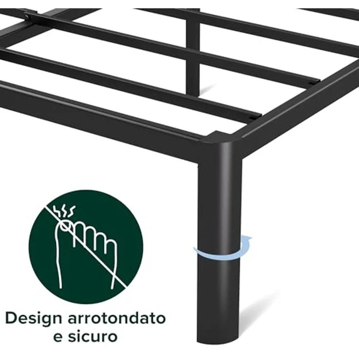 Zinus Van 41 cm Bettgestell aus Metall, Lattenrost aus Stahl, einfache Montage, Stauraum unter dem Bett, 150x190 cm, schwarz – Bild 5