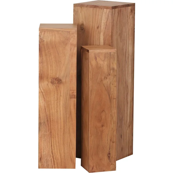 Wohnling Beistelltisch 3er Set Massivholz 24,5 x 85 x 24,5 cm Tische