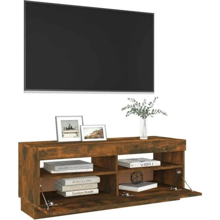 vidaXL TV-Schrank mit LED-Leuchten Räuchereiche 100x35x40 cm 815720 – Bild 9