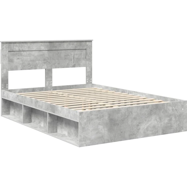 vidaXL Bettrahmen mit Kopfteil Beton 160 x 200 cm Massives Kiefernholz 3409738 – Bild 2