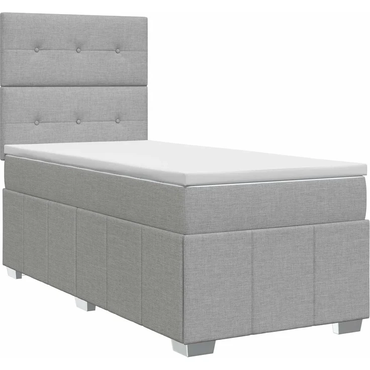 vidaXL Boxspringbett mit Matratze Hellgrau 80 x 200 cm Stoff 3454008 – Bild 2