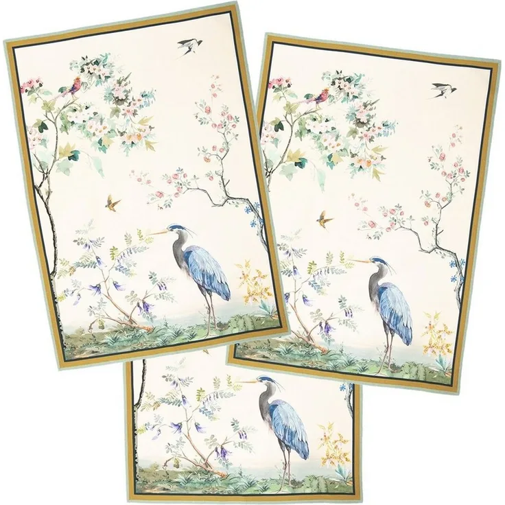Clayre & Eef Geschirrtuch Birds in Paradise, (Set, 3-tlg, 3-teilig), Geschirrtücher (3 Stück), ca. 50x70 cm Baumwolle