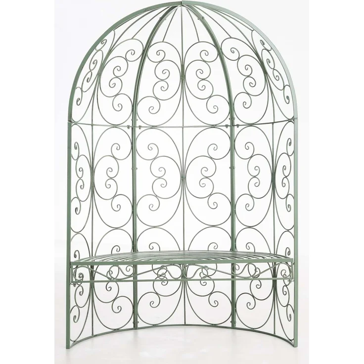 CLP 'Rosie' Halbpavillon mit Sitzbank, Eisen mit Pulverbeschichtung, 178 x 58 x 120 cm, Antik Grün – Bild 4