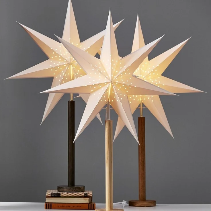 STAR TRADING LED Stern Papierstern Weihnachtsstern stehend 7-zackig 60cm E14 weiß braun – Bild 2