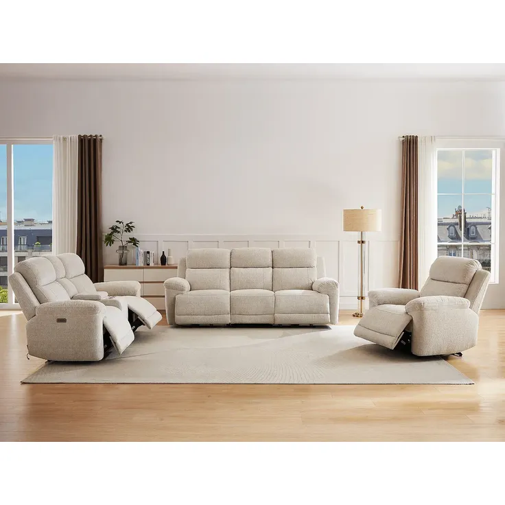 Vente-unique - KELUNO Couchgarnitur mit Sessel Stoff Beige - B 98 cm x H 104 cm x L 110 cm203 cm228 cm