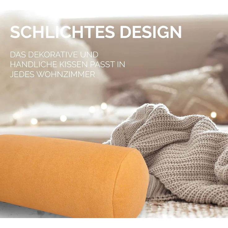 Dr. Berger Velours-Fleece Nackenrolle Senfgelb 40 x 16 cm – Bild 2