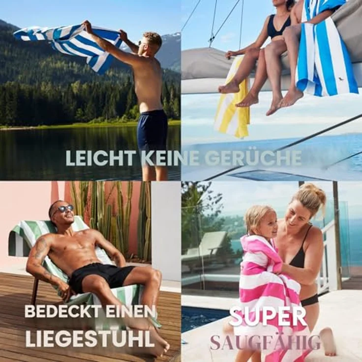 Dock & Bay Strandhandtuch Cabana - Extra Large (200x90cm, 78x35) - Schnell trocknende Mikrofaser, 100% recycled, ohne Sand, inkl. Beutel, Whitsunday Blue – Bild 4