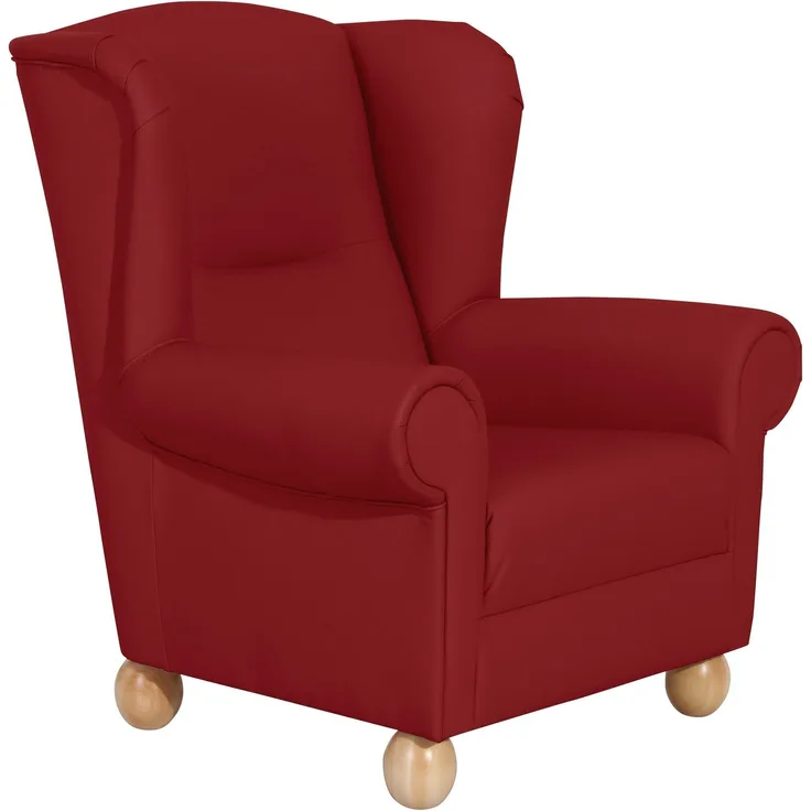 Ohrenbackensessel Kasha Bezug Kunstleder Buche natur / chilli 22289