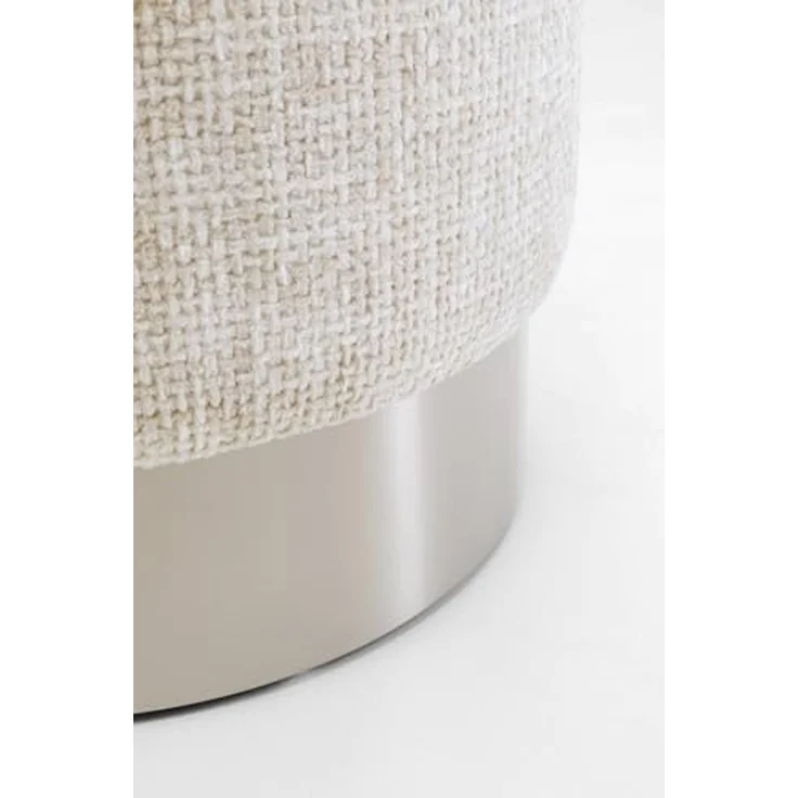 Kare Design Hocker Berry High, Silber/Beige, Ø39cm, Rund, Sitzhöhe 47 cm, Sitzhocker, Modern, Pflegeleicht, Flur – Bild 4