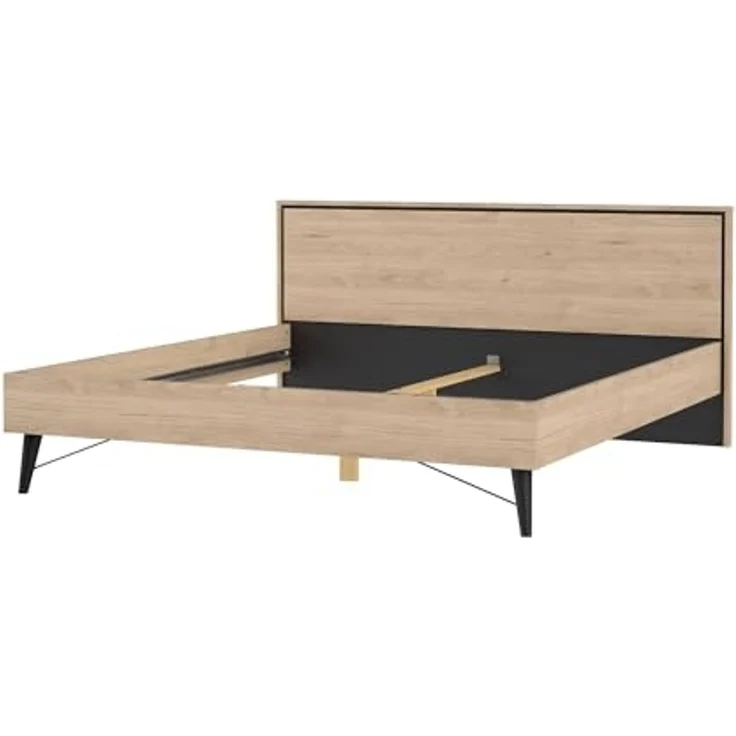 Dmora - Doppelbett Cybele, Struktur des Container-Betts, Sommier mit Verkleidung, Matratzenhalterstruktur, 207x193 h91 cm, helle Eiche – Bild 6