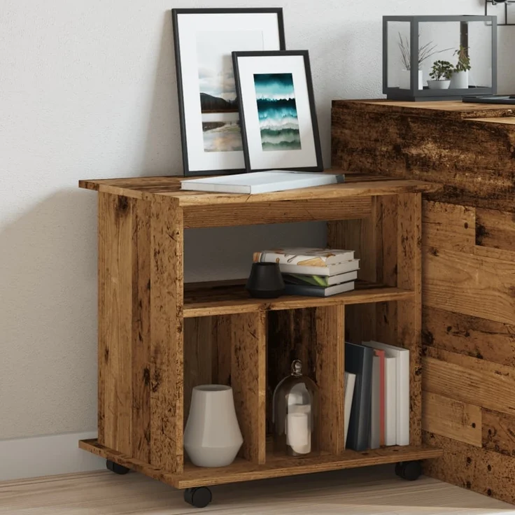vidaXL Rollcontainer Altholz-Optik 60x45x60 cm Holzwerkstoff 856662 – Bild 3