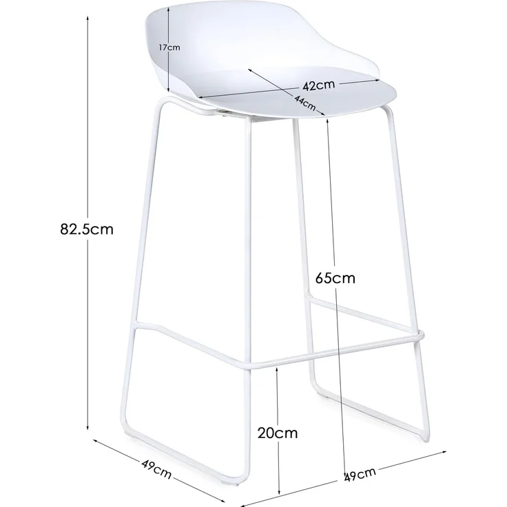 Julian Bowen 2er-Set Rocco-Hocker, Weiß, Polypropylen, 83 x 48 x 49 cm – Bild 2