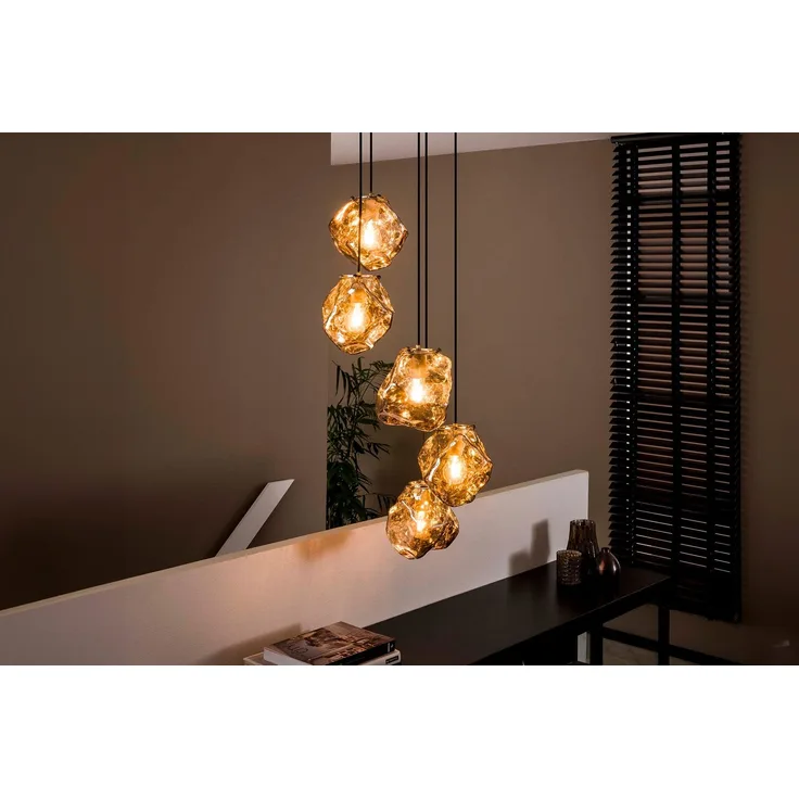 KAWOLA Pendelleuchte EDESSA Hängelampe 5-flammig Glas silber 150 x 50 x 50 cm