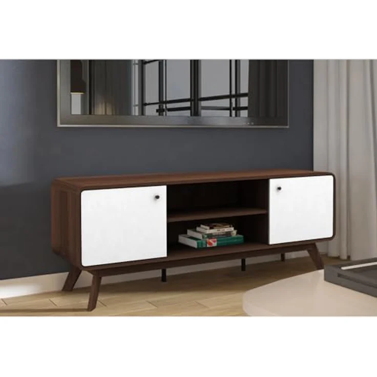 DHP Furniture Cassie TV-Möbel mit 2 Türen in Walnussoptik-Optik Weiß, Spanplatte (BxTxH) 140x39x53 cm – Bild 6
