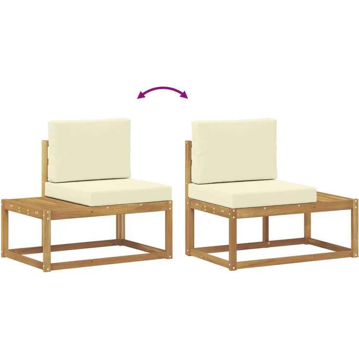 vidaXL Outdoor End Sofa mit Kissen 2 Stück Weiß Massivholz Akazie 901483 – Bild 8