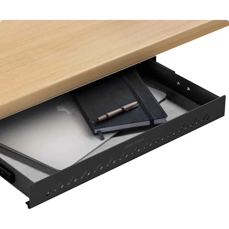 Schubladen-Organizer unter dem Schreibtisch, 41 x 27 x 5 cm, Hochwertiger Stahl, Ausziehbarer Platzsparer Schwarz