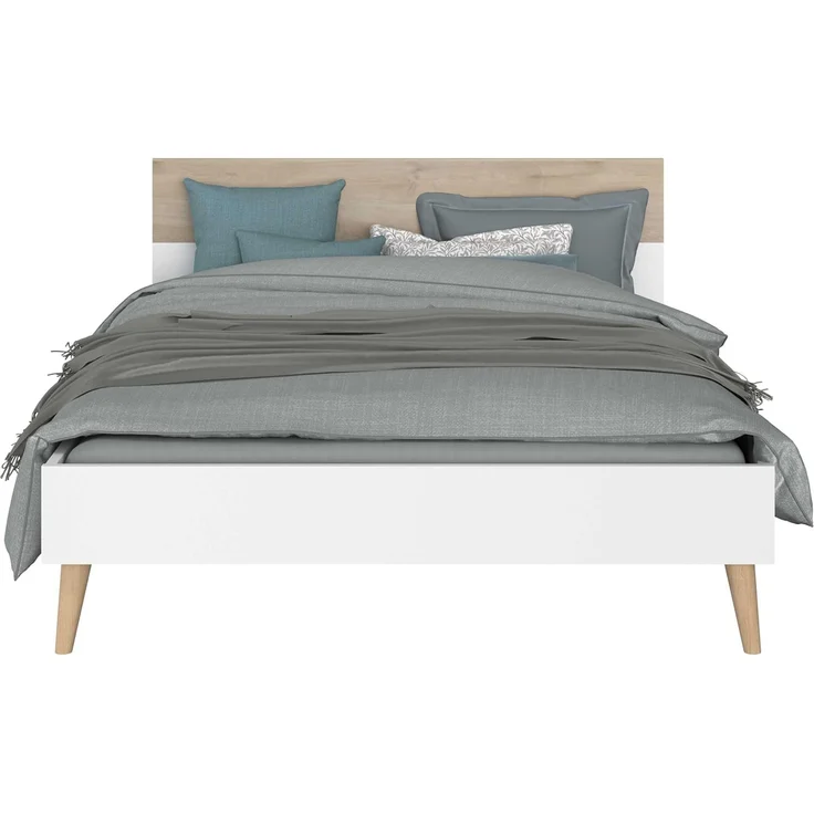 Bett für Erwachsene – Aalborg – 160 x 200 cm – Weiß/Eiche PARISOT – Bild 6