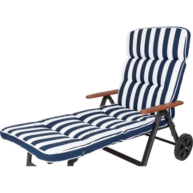 KETTtex Liegenauflage Rollliege Alicante 2155 extrabreit blau-weiß Blockstreifen 200x65x9 cm, (1 St), Halteband verstellbar mit Bindebändern Klettband – Bild 2