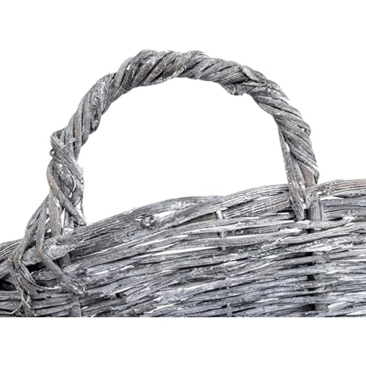 Spetebo Übertopf Wand Blumenampel 41 x 24 cm shabby grau - 2er Set (Packung, 1 St, 1 tlg), Rattan Hänge Pflanzkorb für Innen und Außen – Bild 4