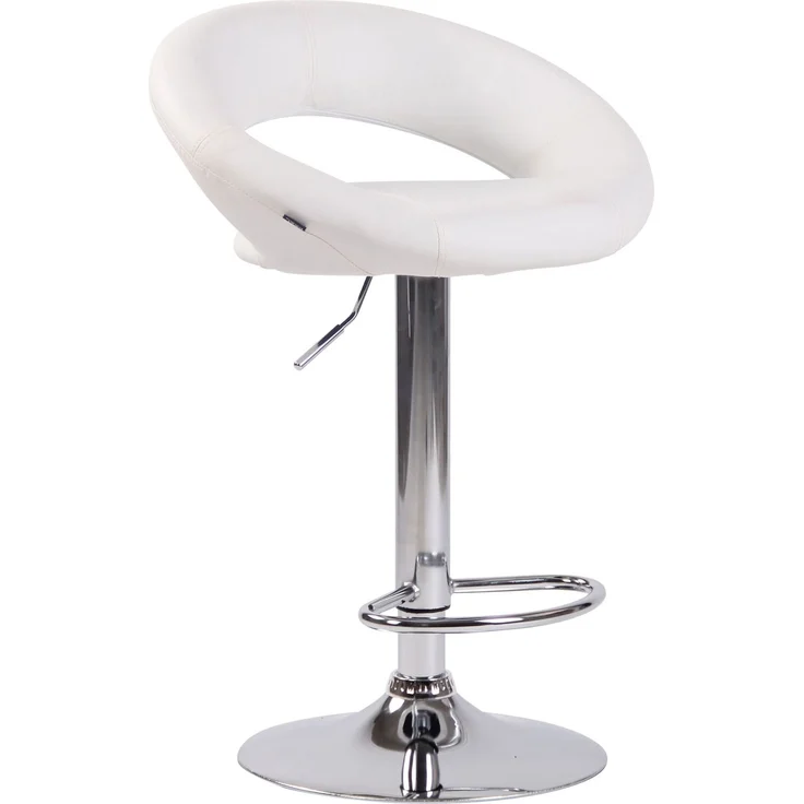 2er Set Barhocker MEKIM - Kunstleder Weiß 53x47x80 cm Silber | Barstuhl Höhenverstellbar Mit Lehne Drehbar Tresenhocker Tresenstuhl Kneipenhocker – Bild 2
