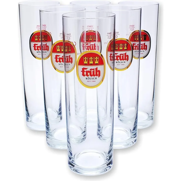 Früh Kölsch Biergläser / Gläser / Stangen Set - 6x 0,2l