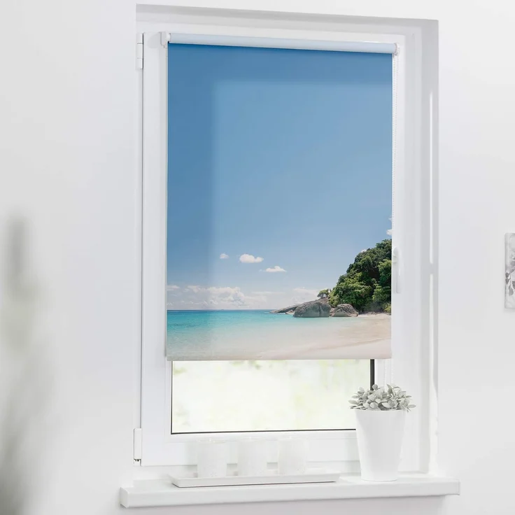 Seitenzugrollo Rollo Klemmfix, ohne Bohren, blickdicht, Südseeinsel - Blau, LICHTBLICK ORIGINAL, blickdicht, freihängend, Klemmfix – Bild 2