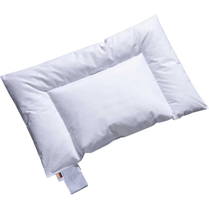 ARO Artländer 9370000 Aroli Baby-Flachkissen, weiße polnische Daune Klasse 1, 90% Daunen, waschbar 60°, Größe 40x60 cm