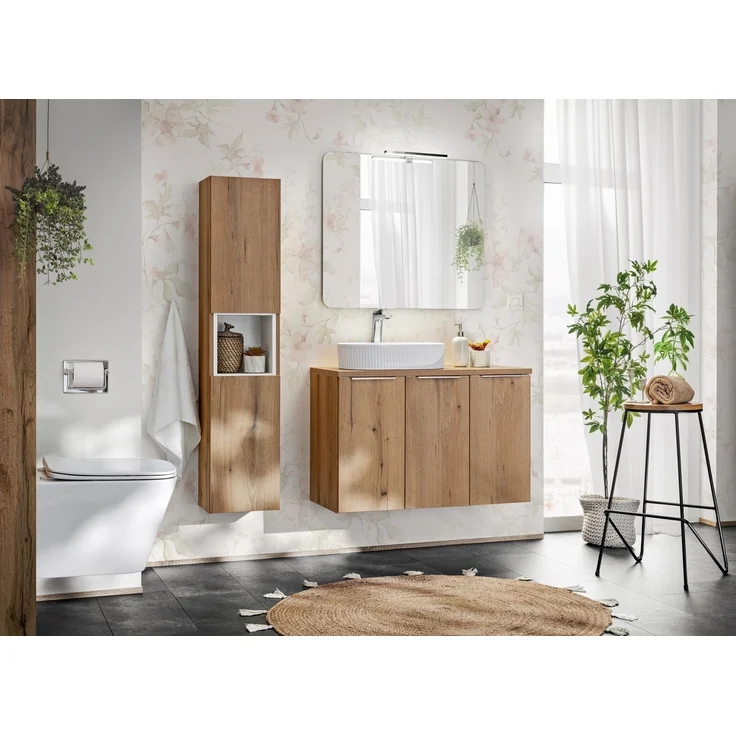 Hochschrank mit 2 Türen (140x25x30cm), Eichenküste Evoke – Bild 7