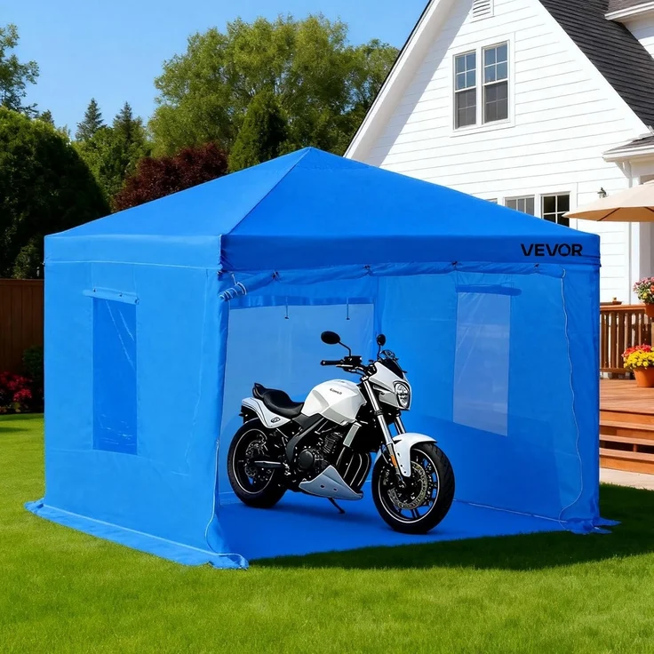 VEVOR tragbares Lackierkabinenzelt (293 x 293 x 181 cm) Sprühfarbenzelt für Sprühmalerei, wasserfeste & Faltbare Farbkabine mit 2 Netz-Seitenfenstern für Autoteile Möbel Motorräder Sprühschutz blau – Bild 8
