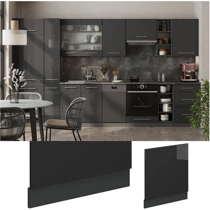 Vicco Frontblende Fame-Line, Anthrazit Hochglanz, 60 cm | MDF-Front · Ohne Arbeitsplatte · ✓ Passend zur Küchenfront · Metallgriffe · Einfache Integration – Bild 3