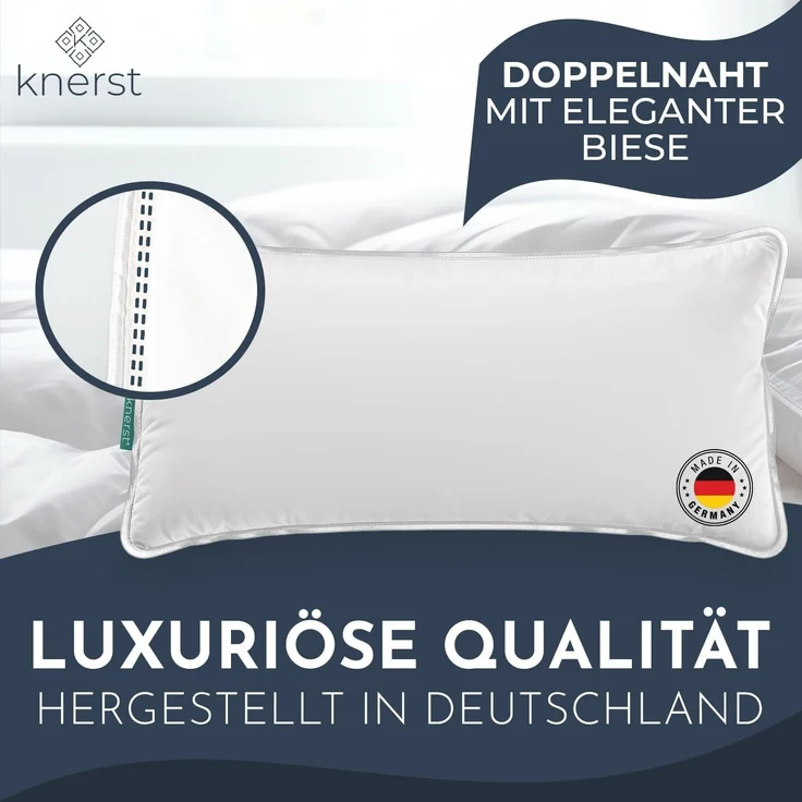 KNERST Kopfkissen Kopfkissen Nano Cloud Fill 100% Polyester, Füllung: NanoCloudFill Technologie – 100% Polyester, ergonomisches Schlafkissen ideal für jede Schlafposition, Kissen mit eleganter, weißer Biese – Bild 3