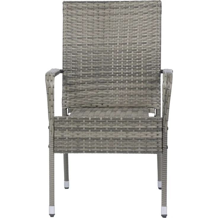Juskys Polyrattan Gartenstühle Yoro 2er Set - mit Armlehnen & Rückenlehne - 2 Stühle stapelbar - Rattan Stuhl Garten - Stapelstuhl Grau-meliert – Bild 5