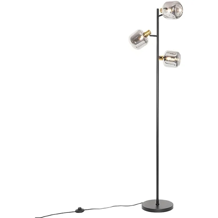 Qazqa Stehlampe Zuzanna, ohne Leuchtmittel, E14, Grau, Modern, Glas, 3-flammig – Bild 9