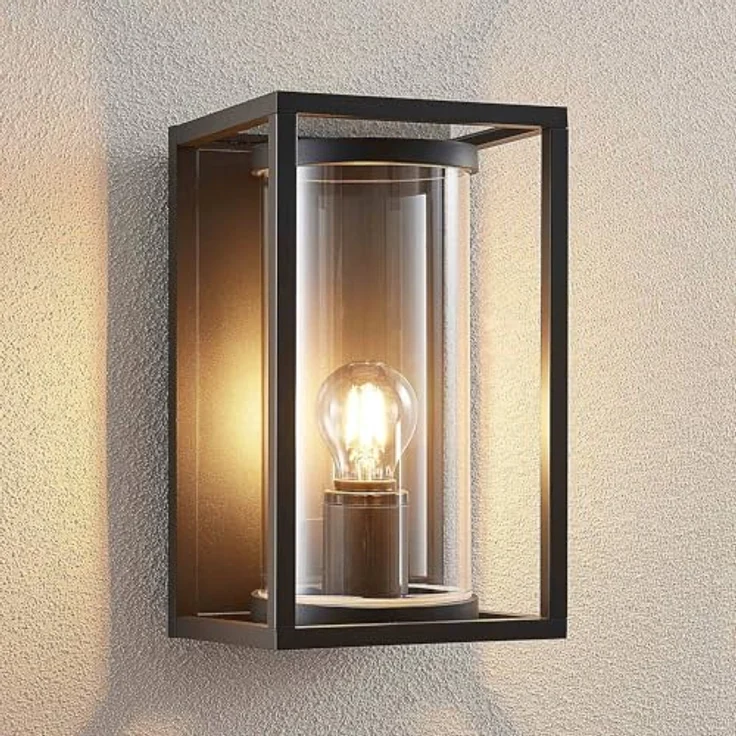 Lucande Wandleuchte außen Brienne, spritzwassergeschützt (IP54), Aluminium, 1-flammig, E27, moderne Außenlampe für Terrasse, Garten und Balkon – Bild 2