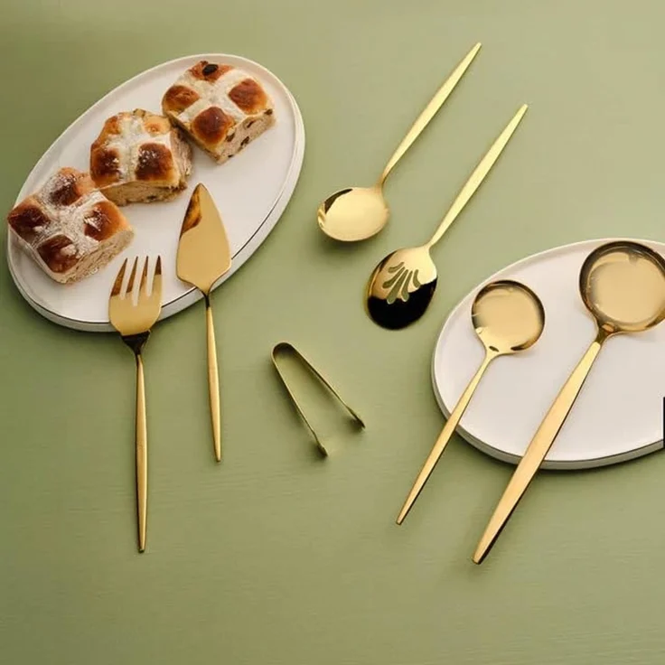 Karaca Besteck-Set Karaca Orion Shiny Gold 7-Teiliges Service Set Servicebesteck Set, 1 Personen – Bild 2