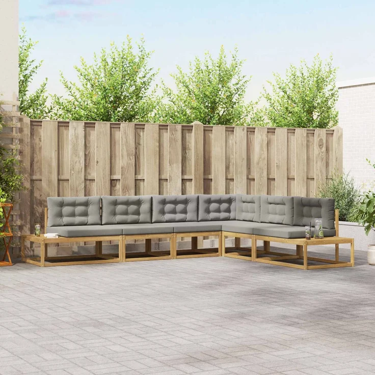 vidaXL Outdoor-Sofagarnitur 6 stk. 5-Sitzer Weiß und Hellgrau 3387010 – Bild 1