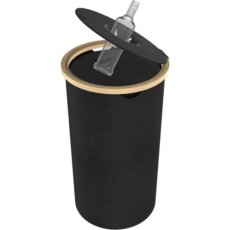 FIVMEN Flaschensammler Pfandflaschen Sammelbehälter mit Deckel Bambus Oxford-Stoff (Schwarz/Grau), Rund/ Quadratisch 100L Abnehmbare Waschbare Innentaschen