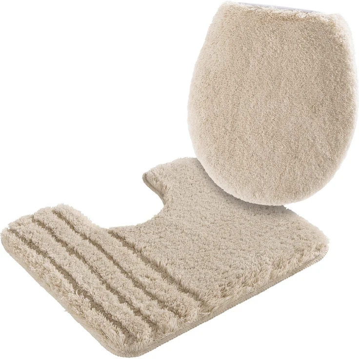 Möve Badematte Loft, Badvorleger, Badezimmer Teppich, Höhe 30 mm, rutschhemmend beschichtet, fußbodenheizungsgeeignet, schnell trocknend, strapazierfähig, Polyacryl, 2-tlg. Stand-WC Set, Badteppich, Badematten auch als 2 teiliges Set & rund – Bild 5