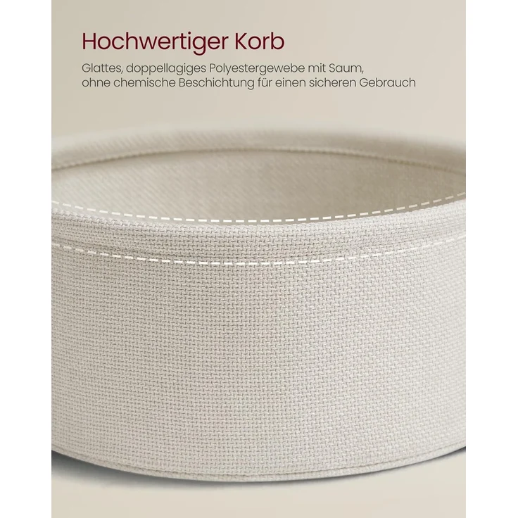 VASAGLE Couchtisch, Beistelltisch, Wohnzimmertisch mit Korb aus Stoff, modern, ∅75 x 45 cm, beige – Bild 6