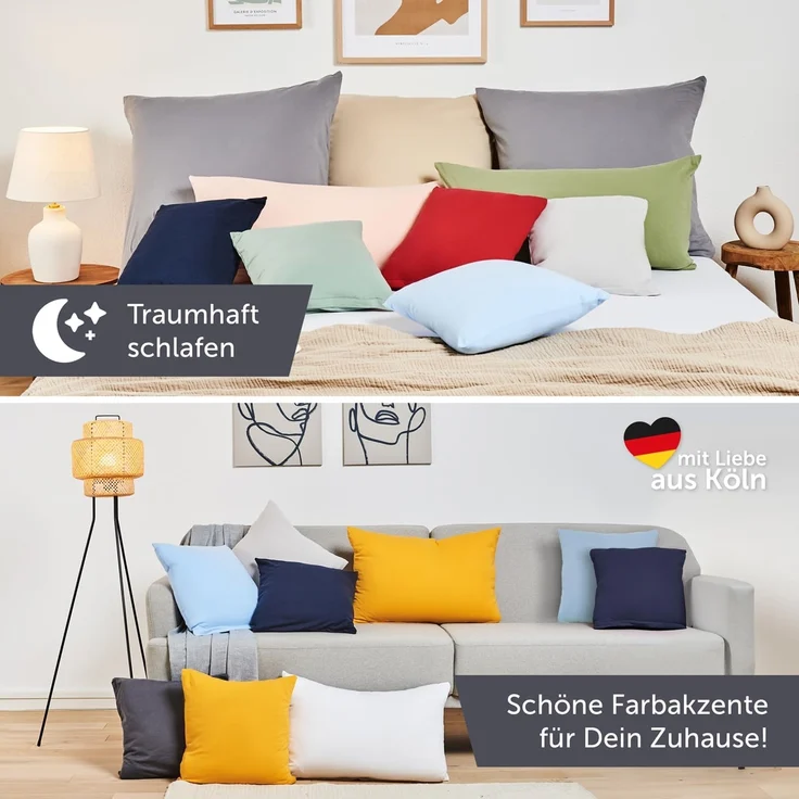 Blumtal Kissenbezug Premium Jersey 2er Set, Oeko-Tex Zertifiziert, (2 Stück), 100% Baumwolle – Bild 4