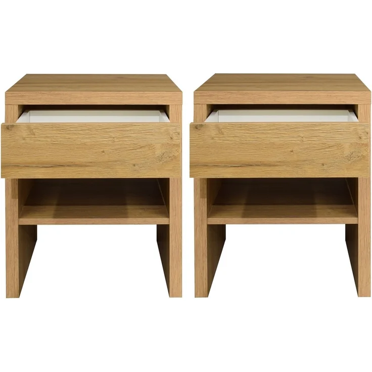 Nachtkommode >Five< (2er-Set) in Eiche sanremo hell - 44x52x36 (BxHxT) – Bild 3