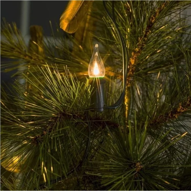 KONSTSMIDE Christbaumkerzen 1028-000 Baumkette Topbirnen gedrehte Spitze 30er warmweiß/grün innen – Bild 4