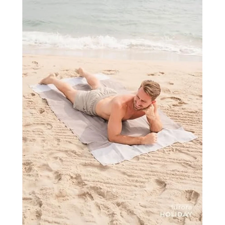 furora HOLIDAY Saunatuch Strandtuch Hamamtuch: groß 100x200 cm Saunatuch, Strandhandtuch dünn, Strandtuch Saunatuch aus 100% Baumwolle Strandtuch Set – Bild 6