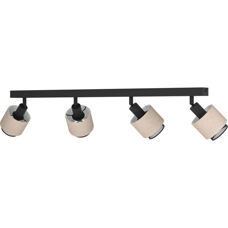 EGLO Deckenleuchte Rosley Deckenstrahler, Textil und Metall, schwenkbare Spots, E14, ohne Leuchtmittel, Spot - L75 x B9 x H18,5 cm - schwarz - 4X40W exkl. – Bild 2