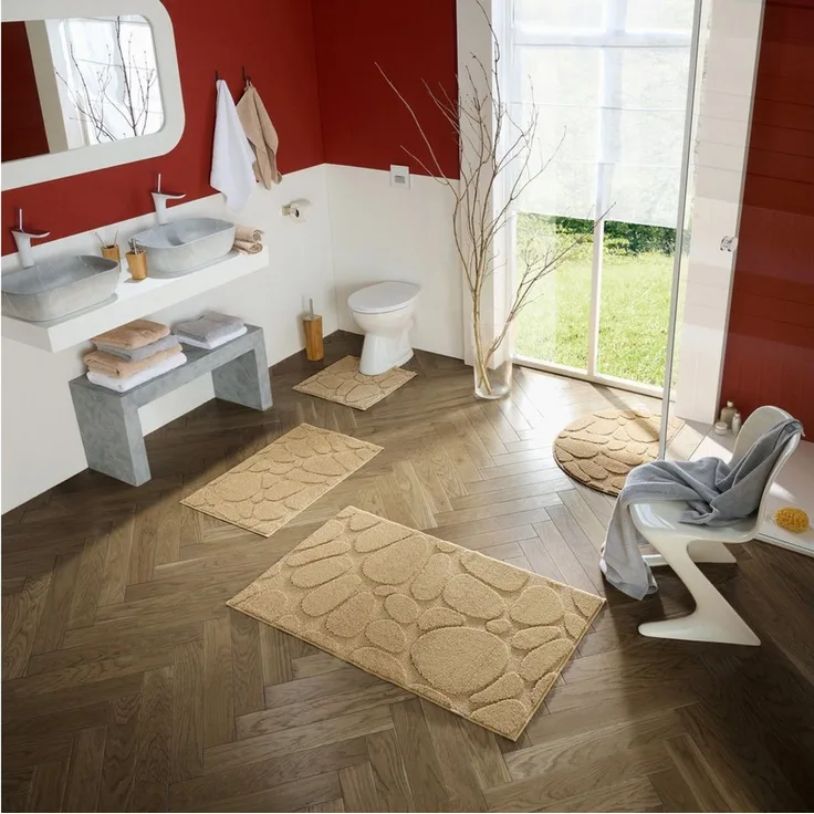 REDBEST Badematte Badematte "Jacox", Höhe 18 mm, eckig, Uni